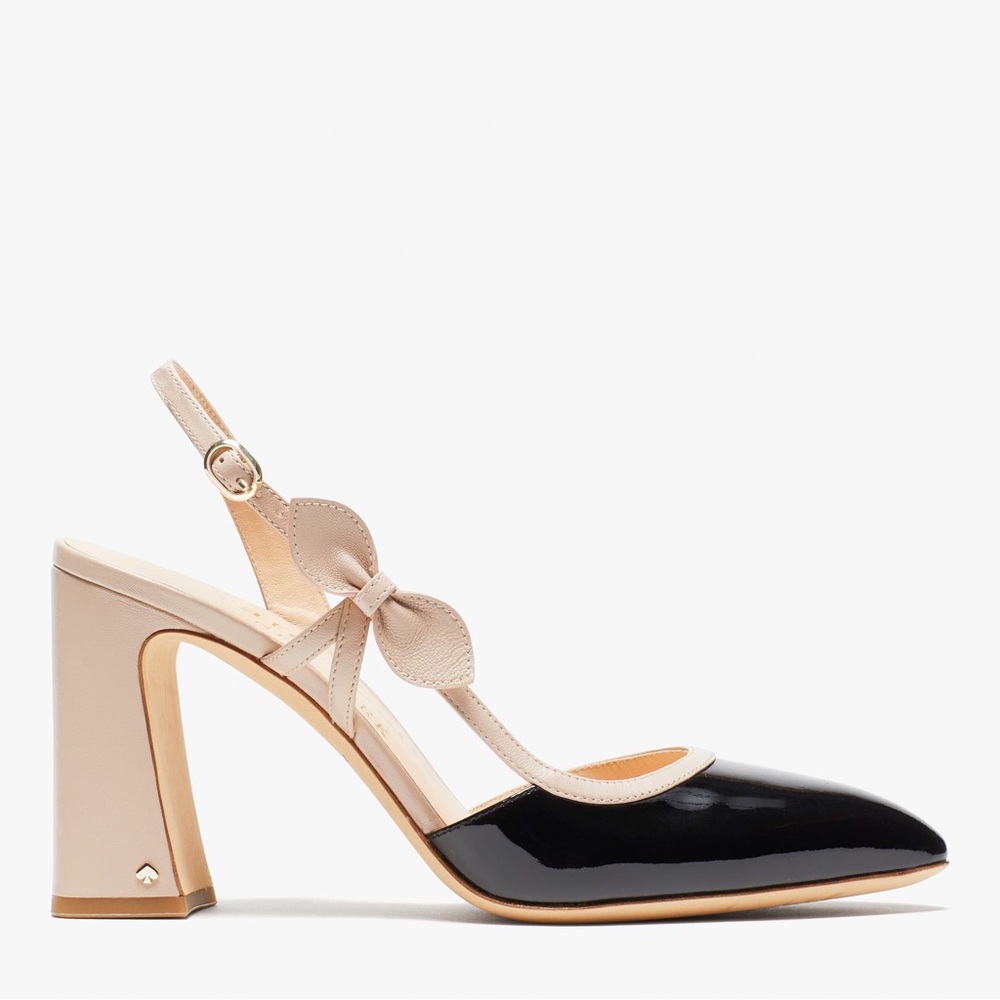 Kate Spade Midge Bow Pumps - Black and Pale Vellum